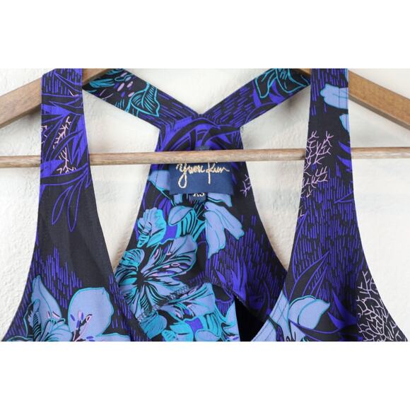 Yumi Kim Women XS Flowy Tank Top Blue Floral Sleeveless Racerback‎ Summer - Picture 5 of 11